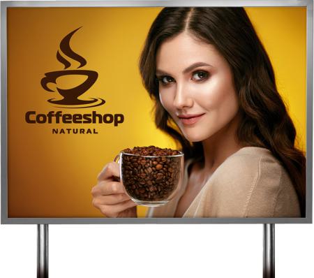 Werbeschild Großfläche freistehend, unbeleuchtet mit Beispielwerbung