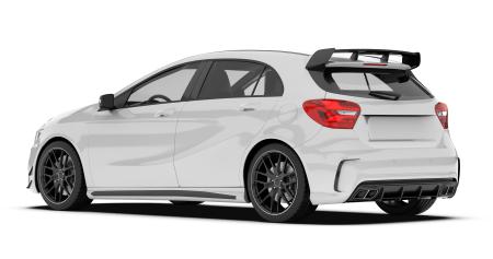 Auf dem Bild sieht man einen weißen Sportwagen als Beispiel für eine mögliche mobile Werbefläche.