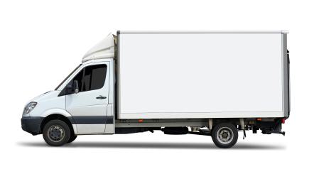 Auf dem Bild sieht man einen weißen LKW als Beispiel für eine mögliche mobile Werbefläche.